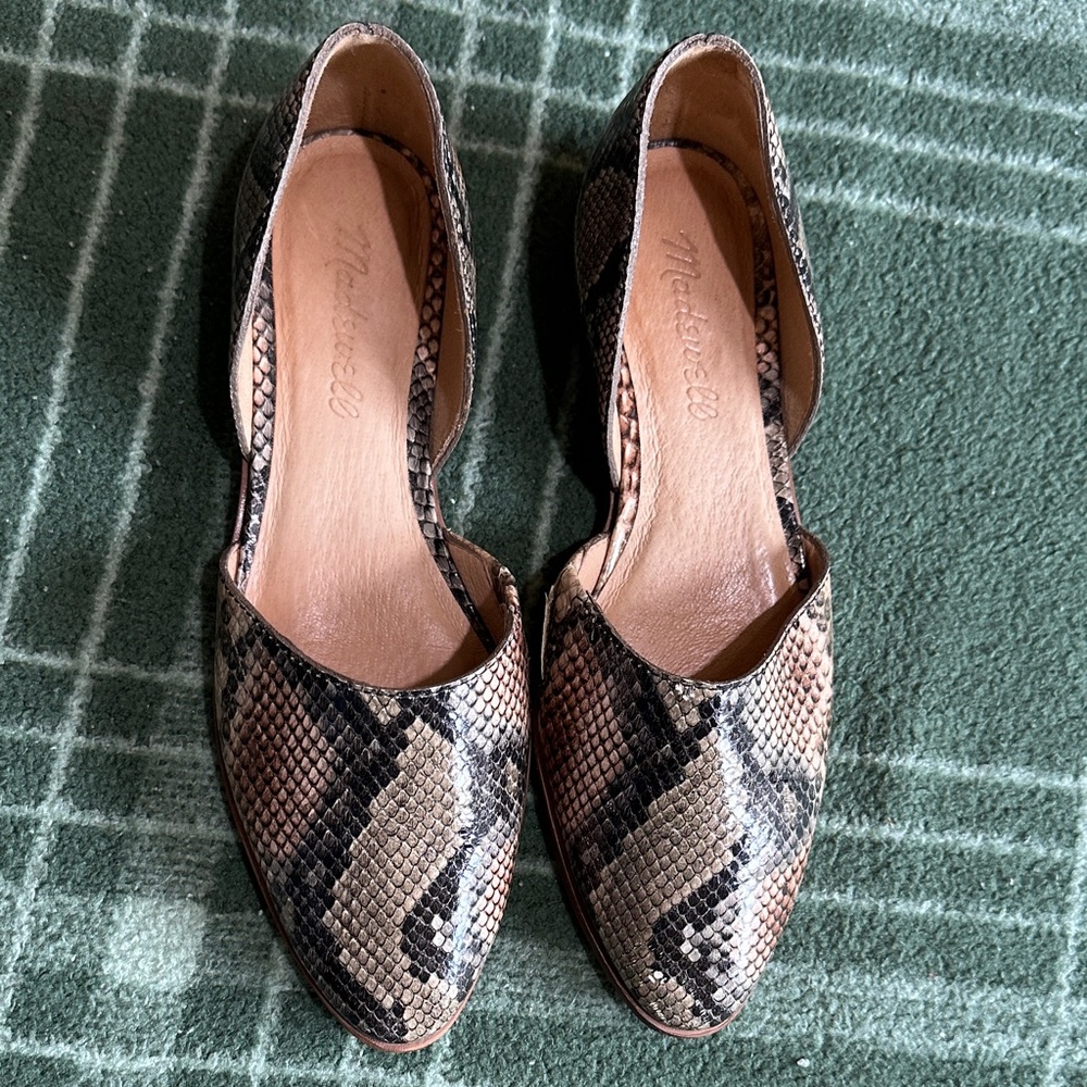 Madewell Snakeskin Patterned Flats in Black and Tan size 5.5